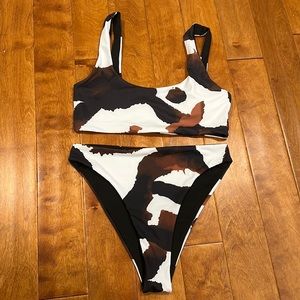 High Waisted Cow Print Bikini